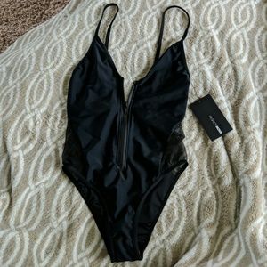 Black Zip-Up Swimsuit
